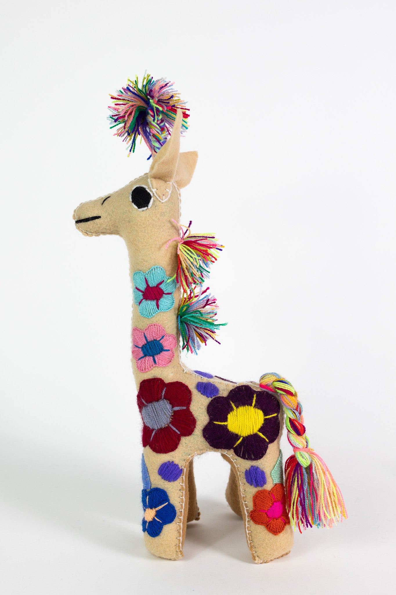Beige Handmade Plush Stuffed Giraffe