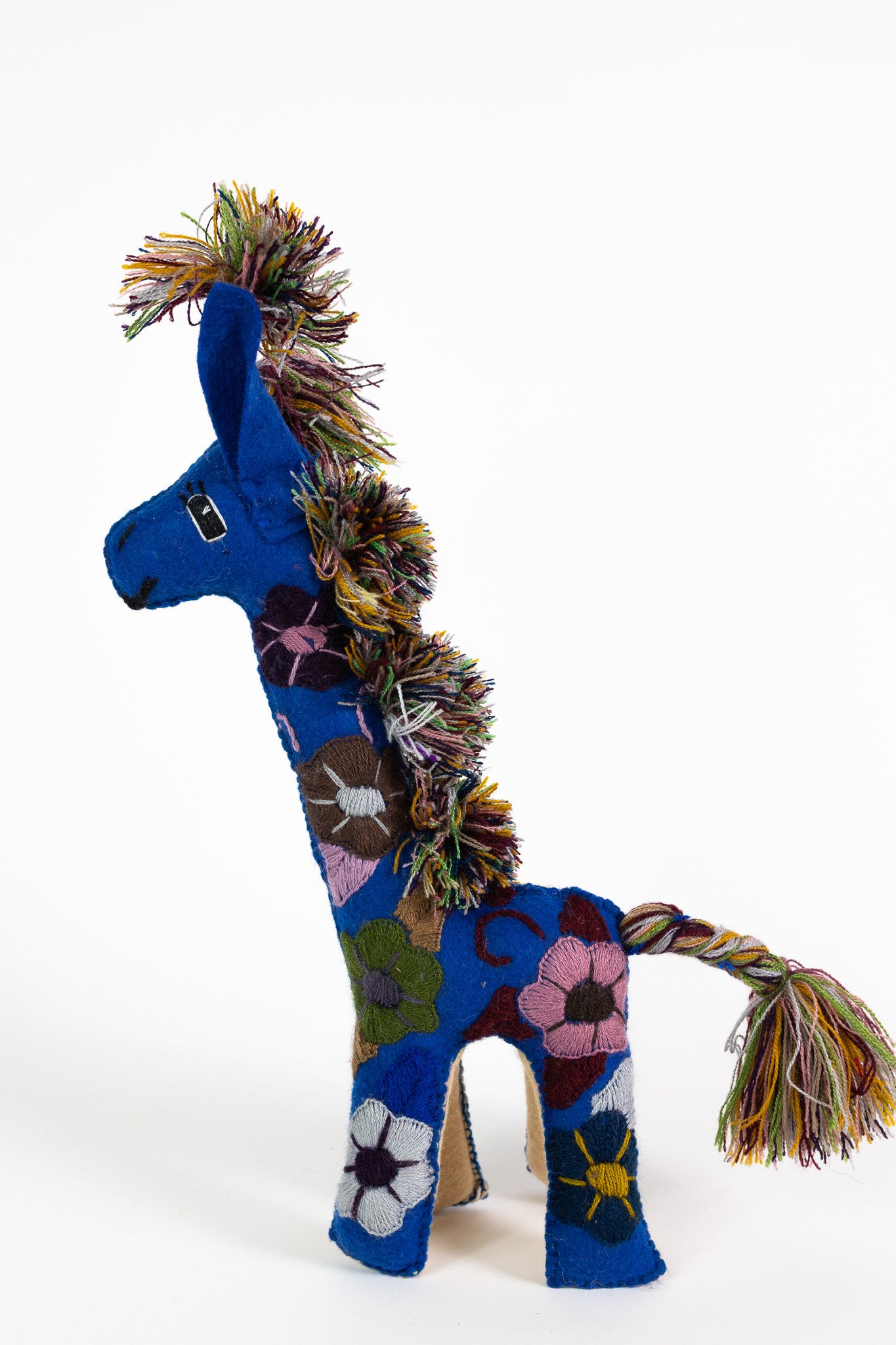 Large Cobalt Blue Handmade Plush Stuffed Giraffe