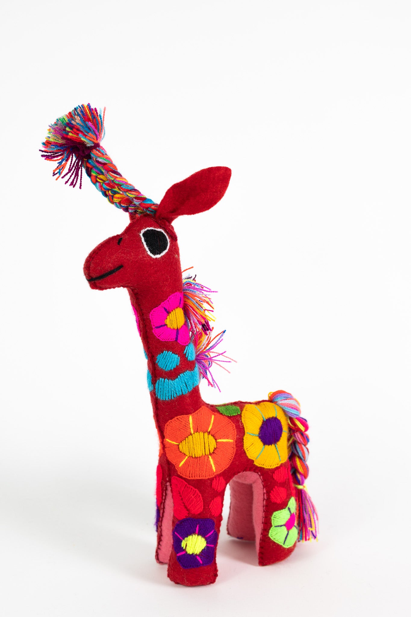 Red Handmade Plush Stuffed Giraffe