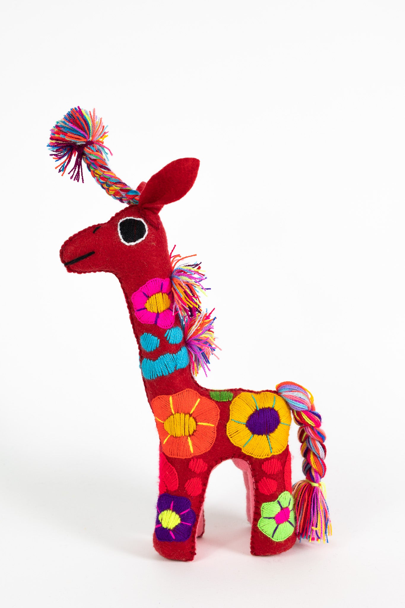 Red Handmade Plush Stuffed Giraffe