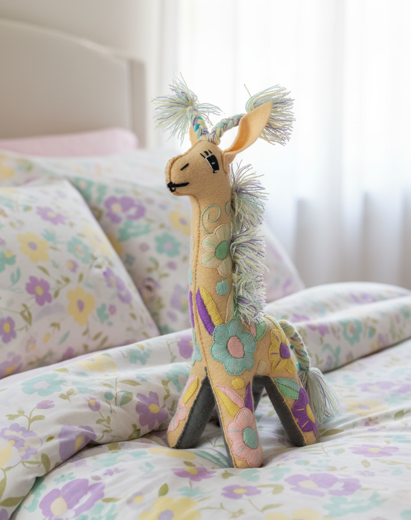 Large Buttercream Handmade Plush Stuffed Giraffe