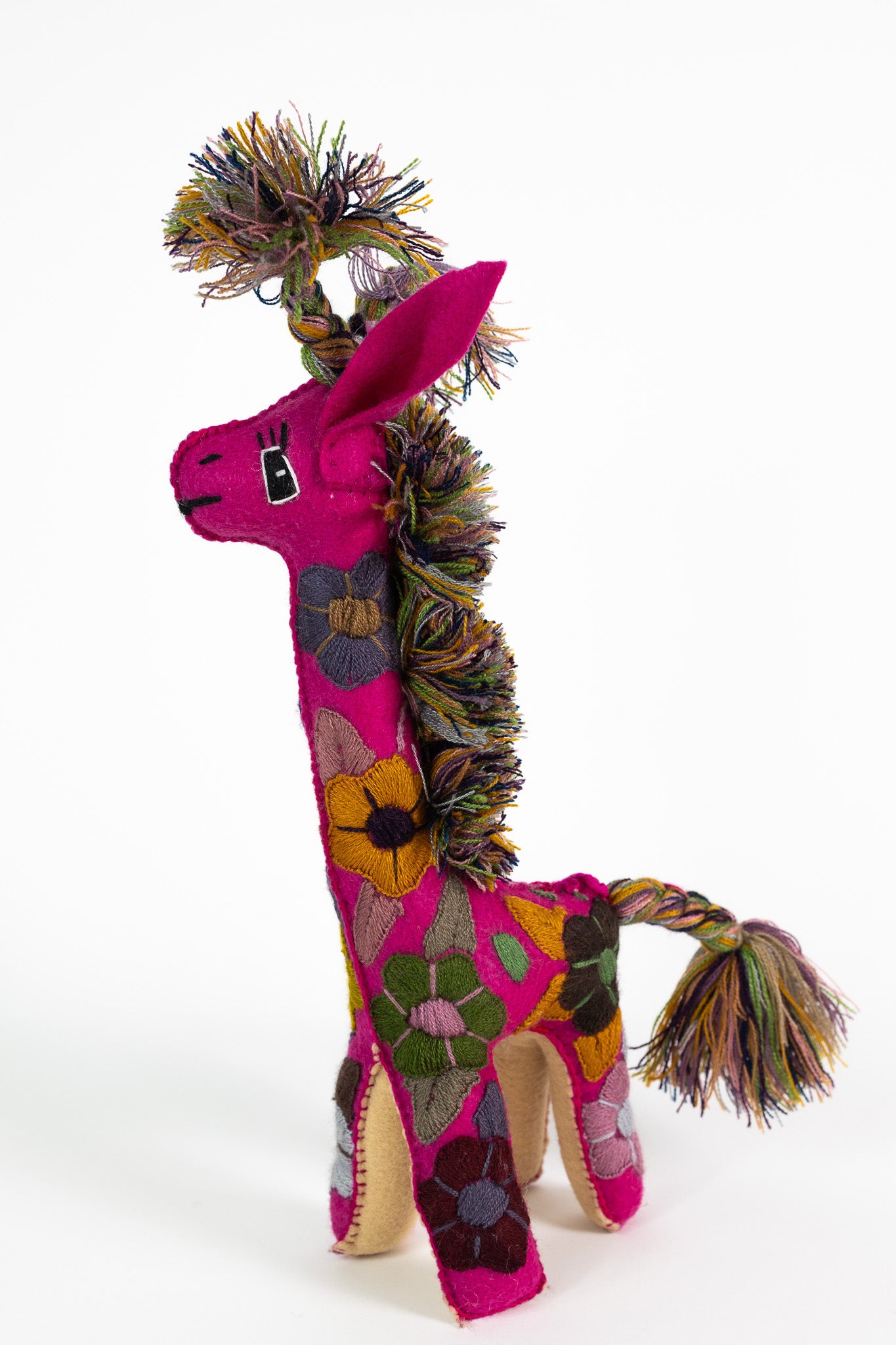 Large Magenta Handmade Plush Stuffed Giraffe