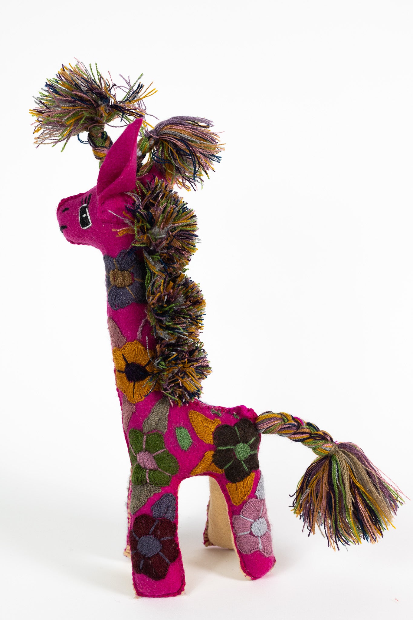 Large Magenta Handmade Plush Stuffed Giraffe