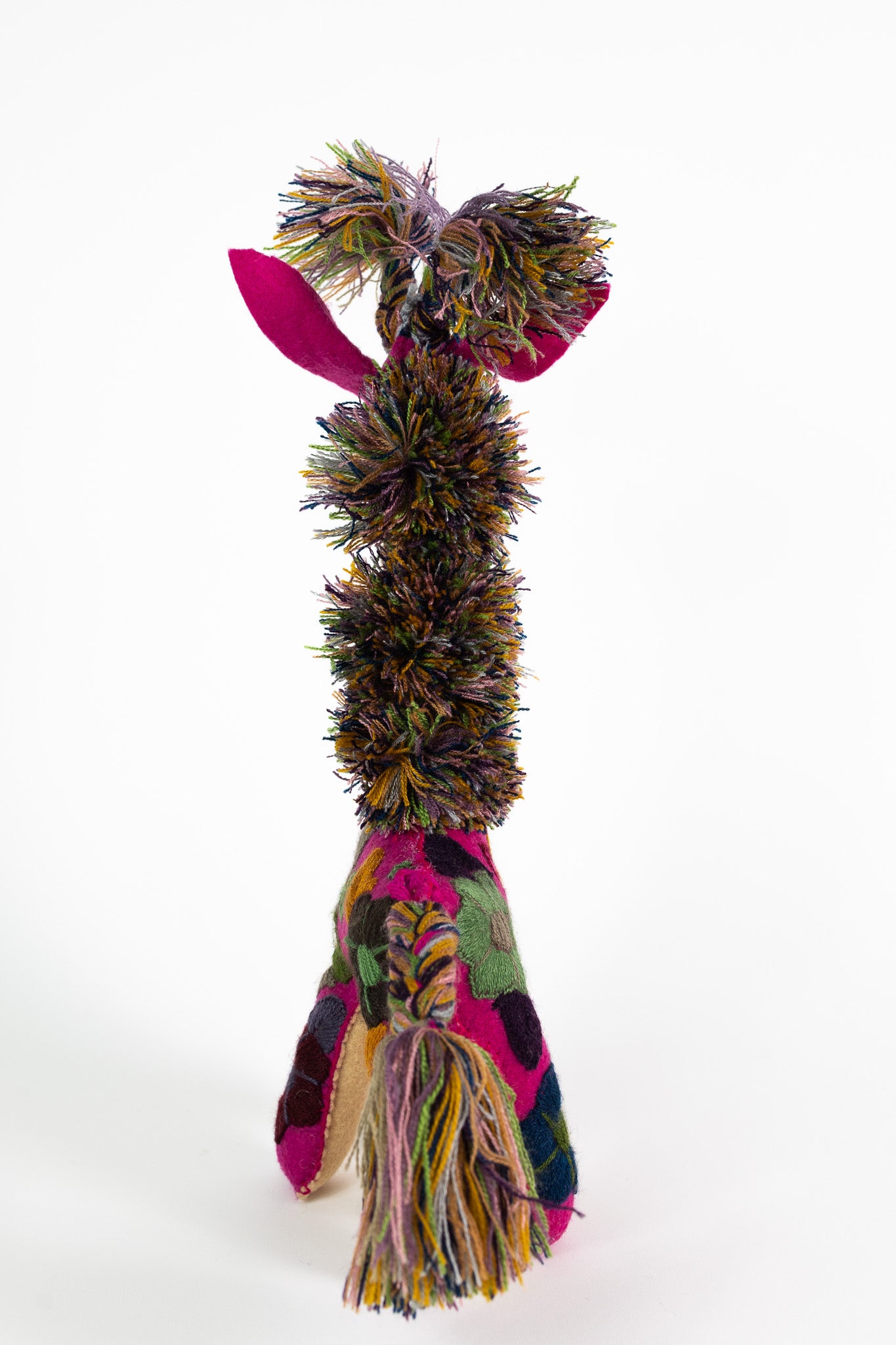 Large Magenta Handmade Plush Stuffed Giraffe