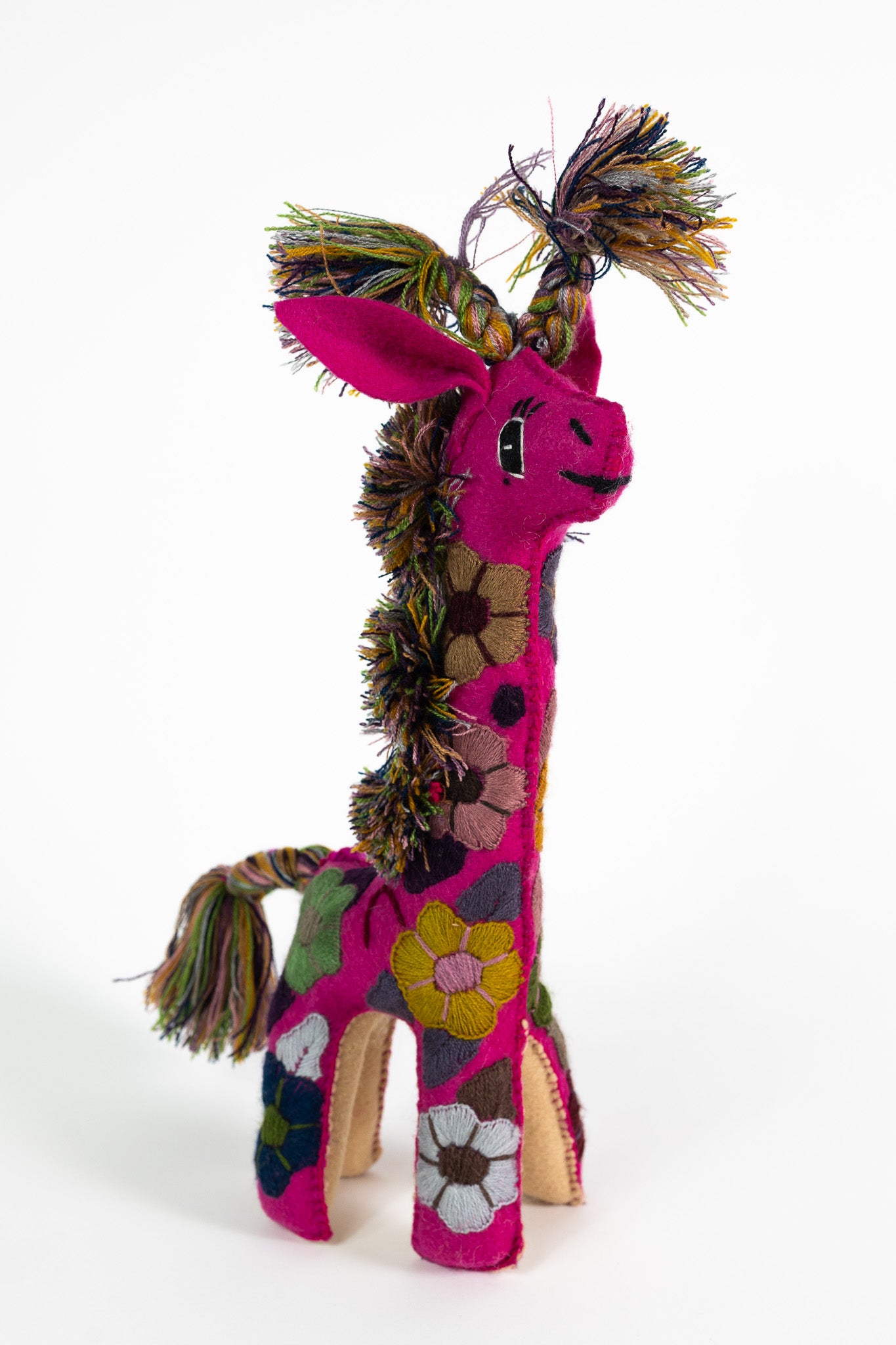 Large Magenta Handmade Plush Stuffed Giraffe