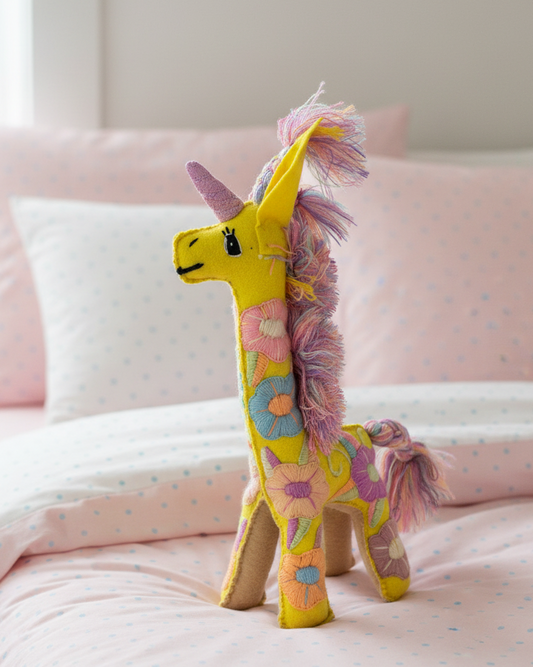 Yellow Handmade Plush Stuffed Giraffe