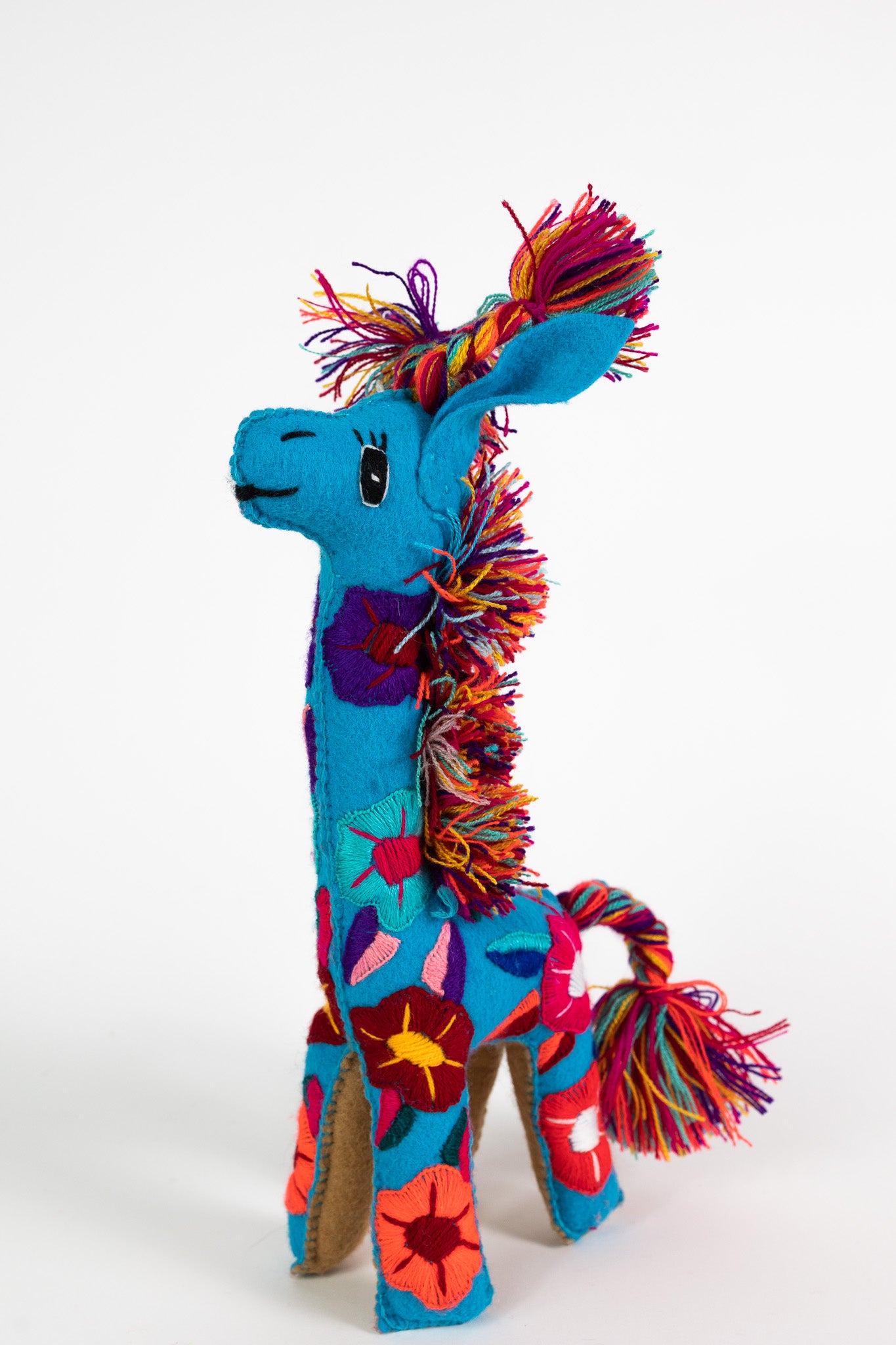 Blue Handmade Plush Stuffed Giraffe