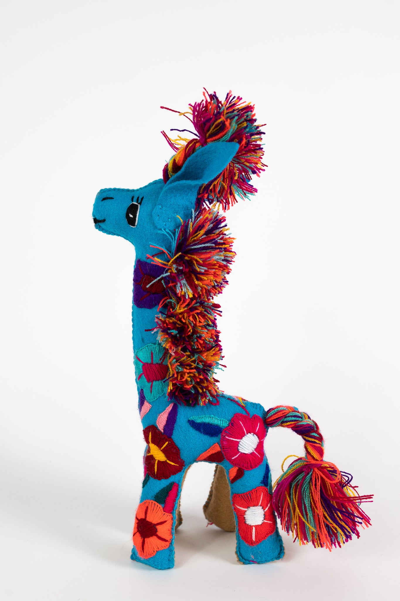 Blue Handmade Plush Stuffed Giraffe