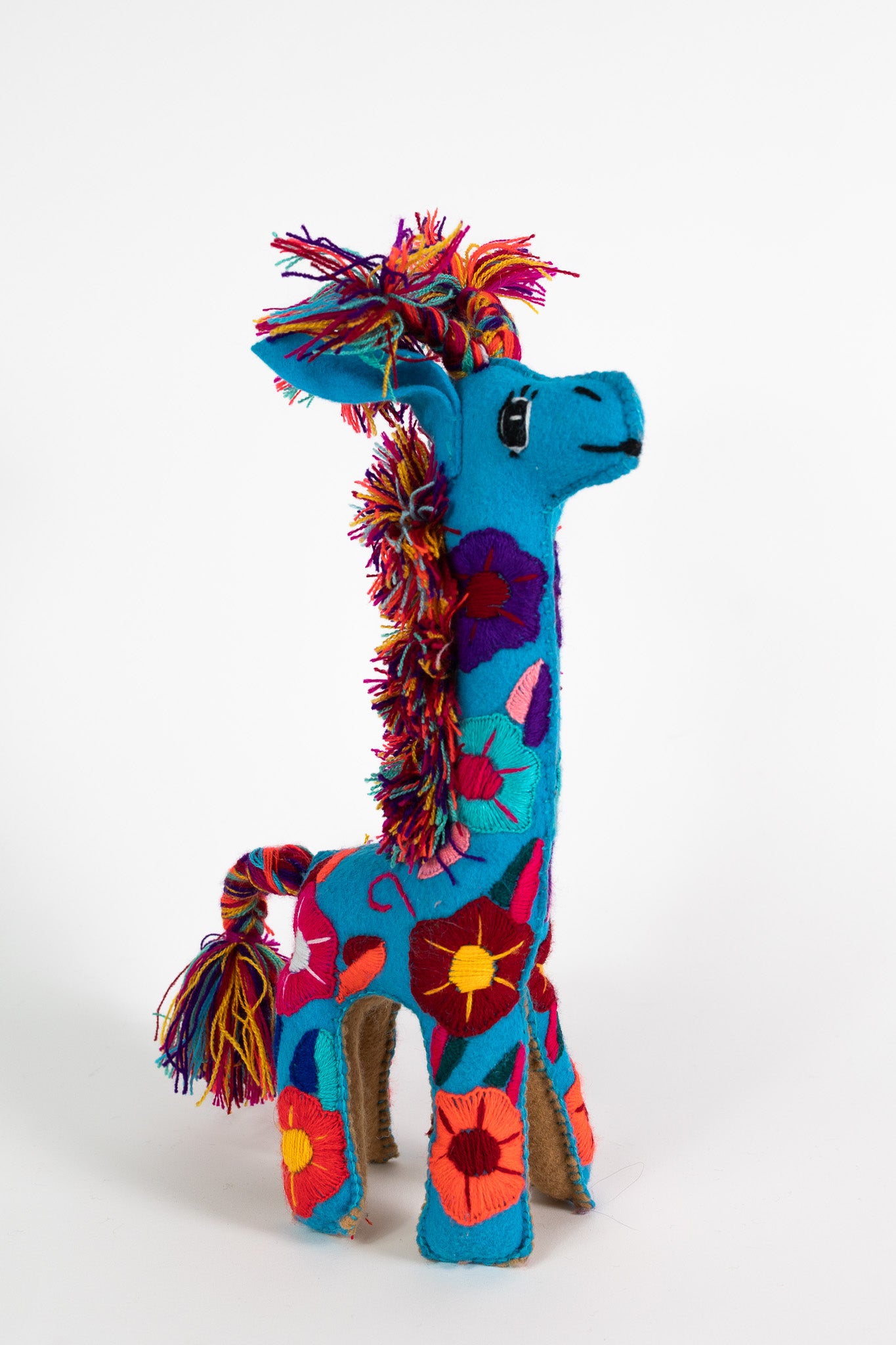 Blue Handmade Plush Stuffed Giraffe