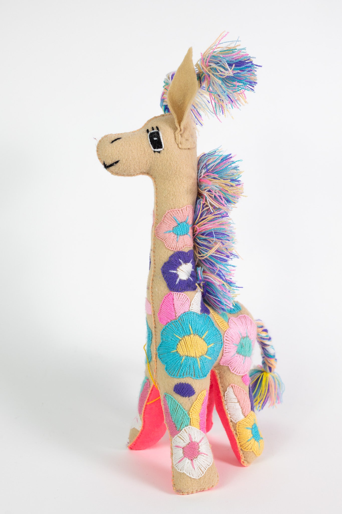 Large Beige Handmade Plush Stuffed Giraffe