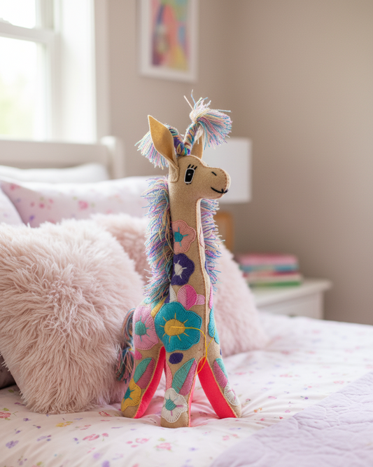 Large Beige Handmade Plush Stuffed Giraffe