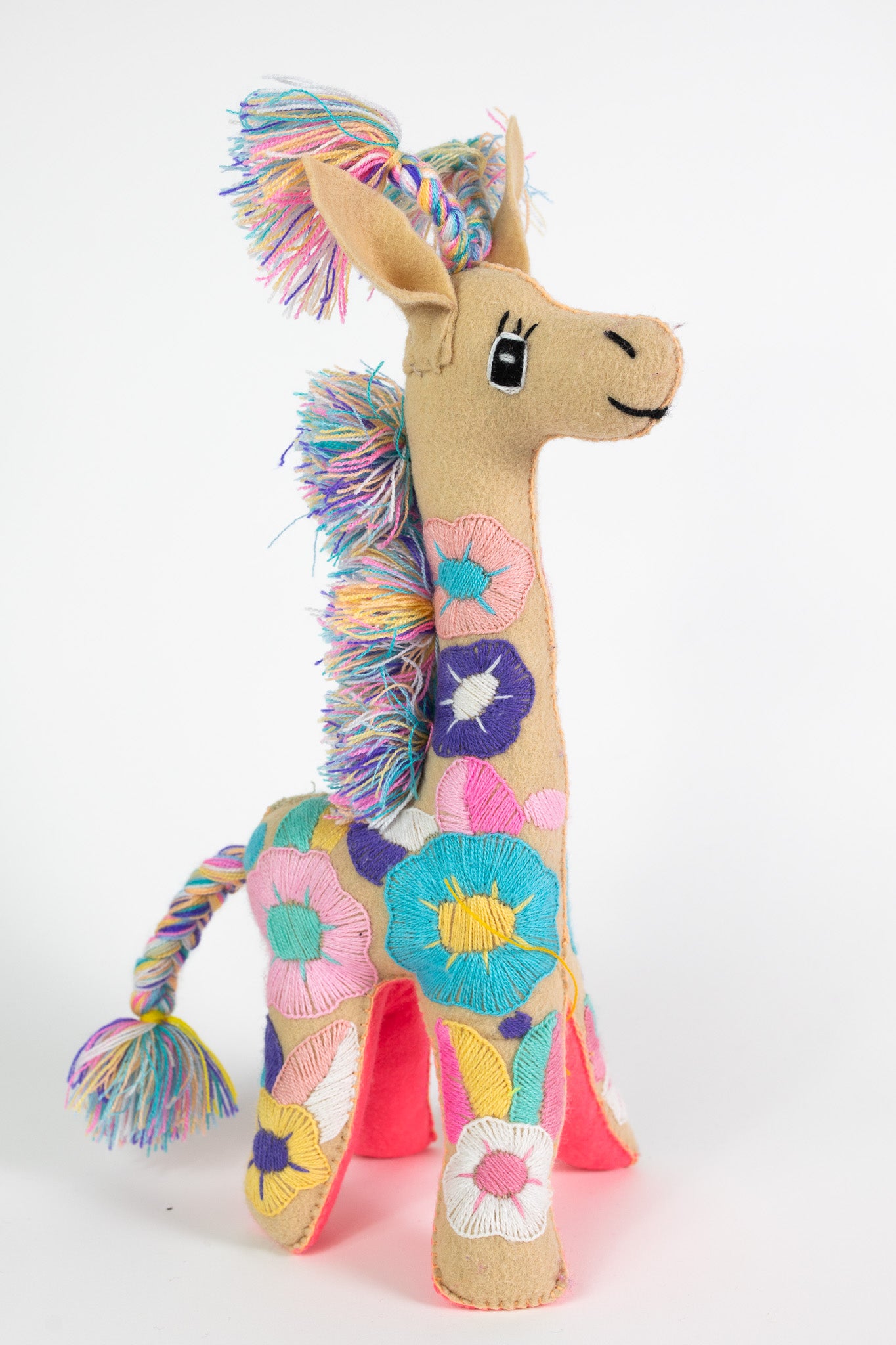 Large Beige Handmade Plush Stuffed Giraffe