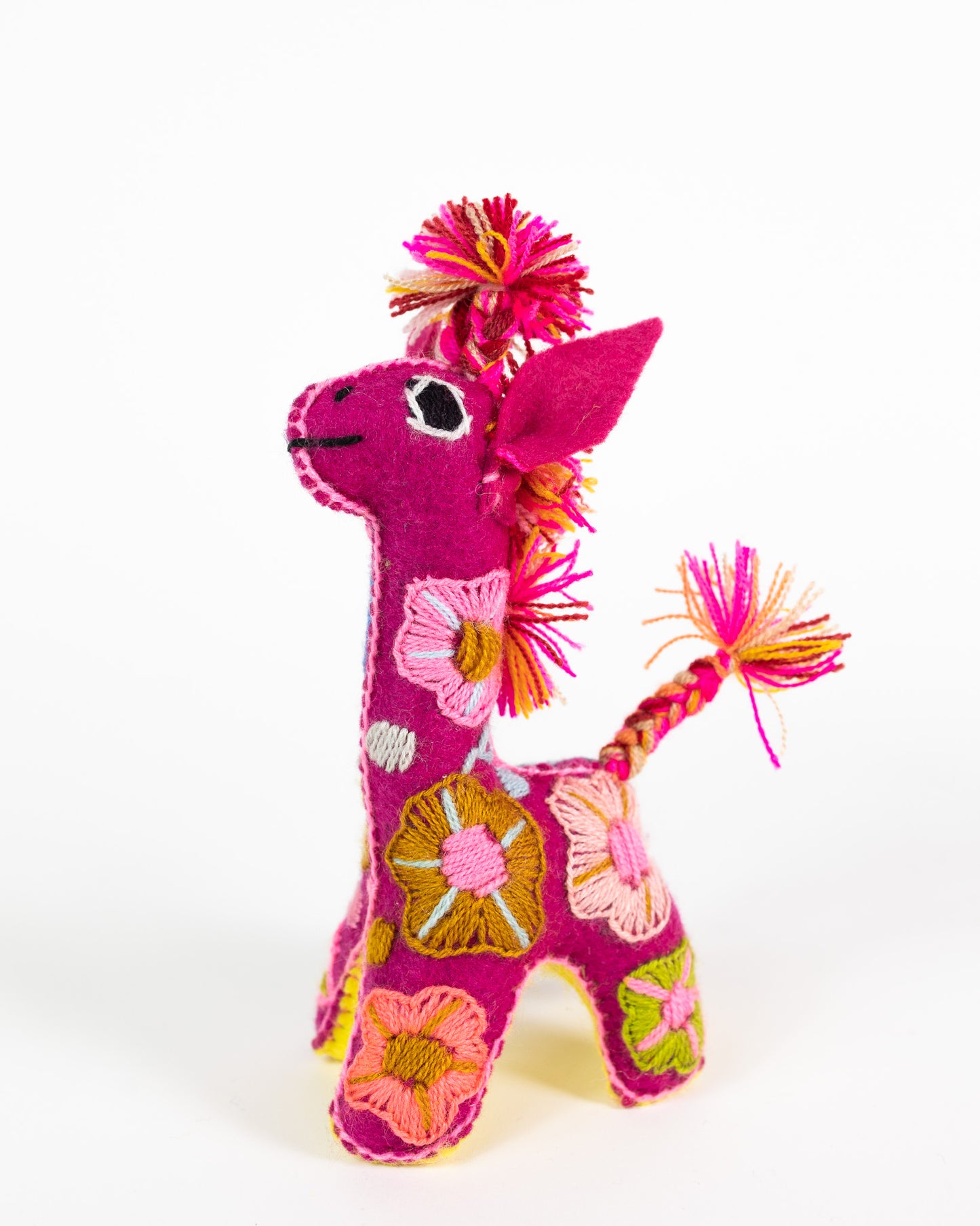 Mini Magenta Handmade Plush Stuffed Giraffe