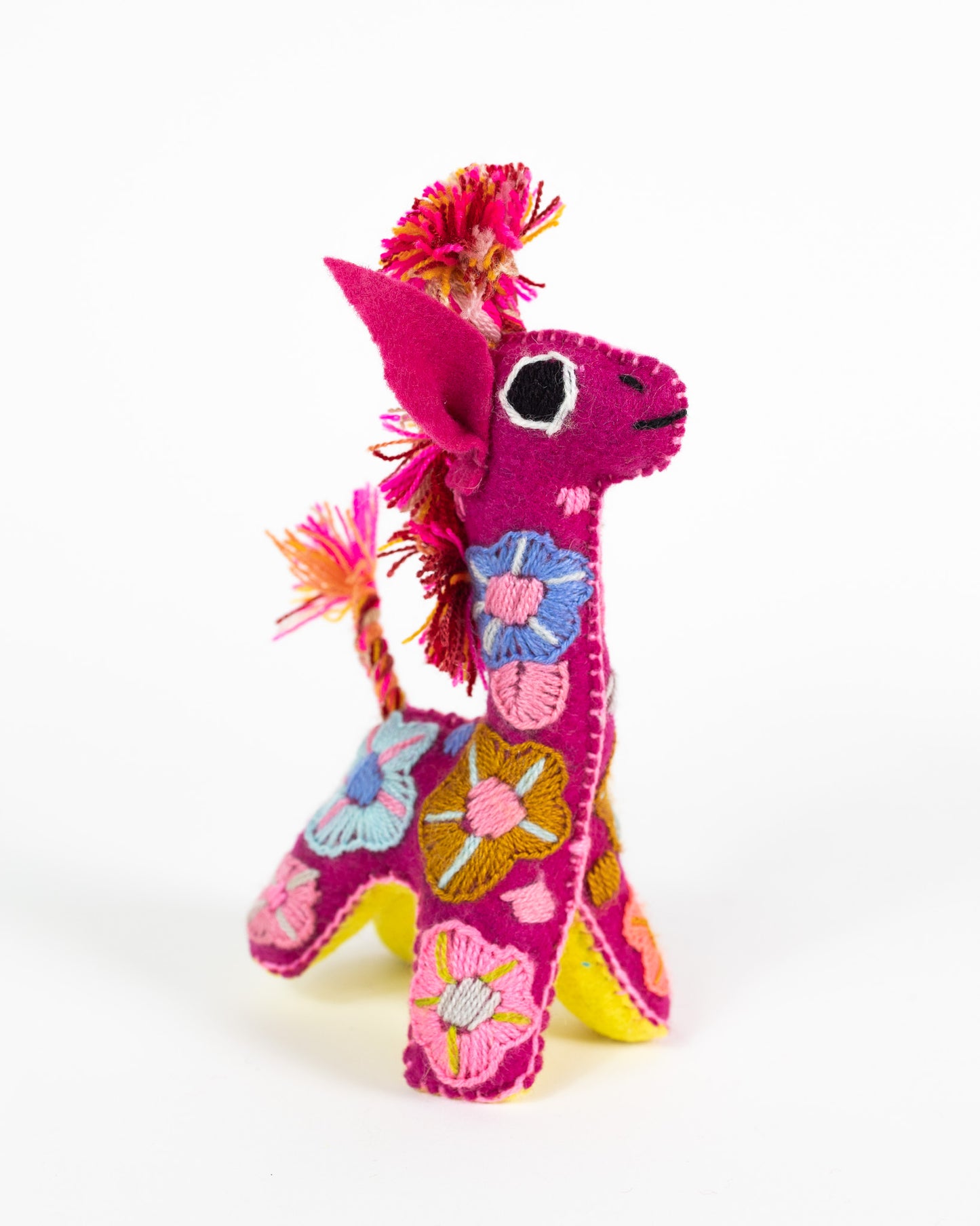 Mini Magenta Handmade Plush Stuffed Giraffe