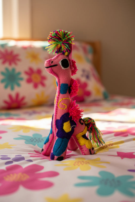 Mini Pink Handmade Plush Stuffed Giraffe