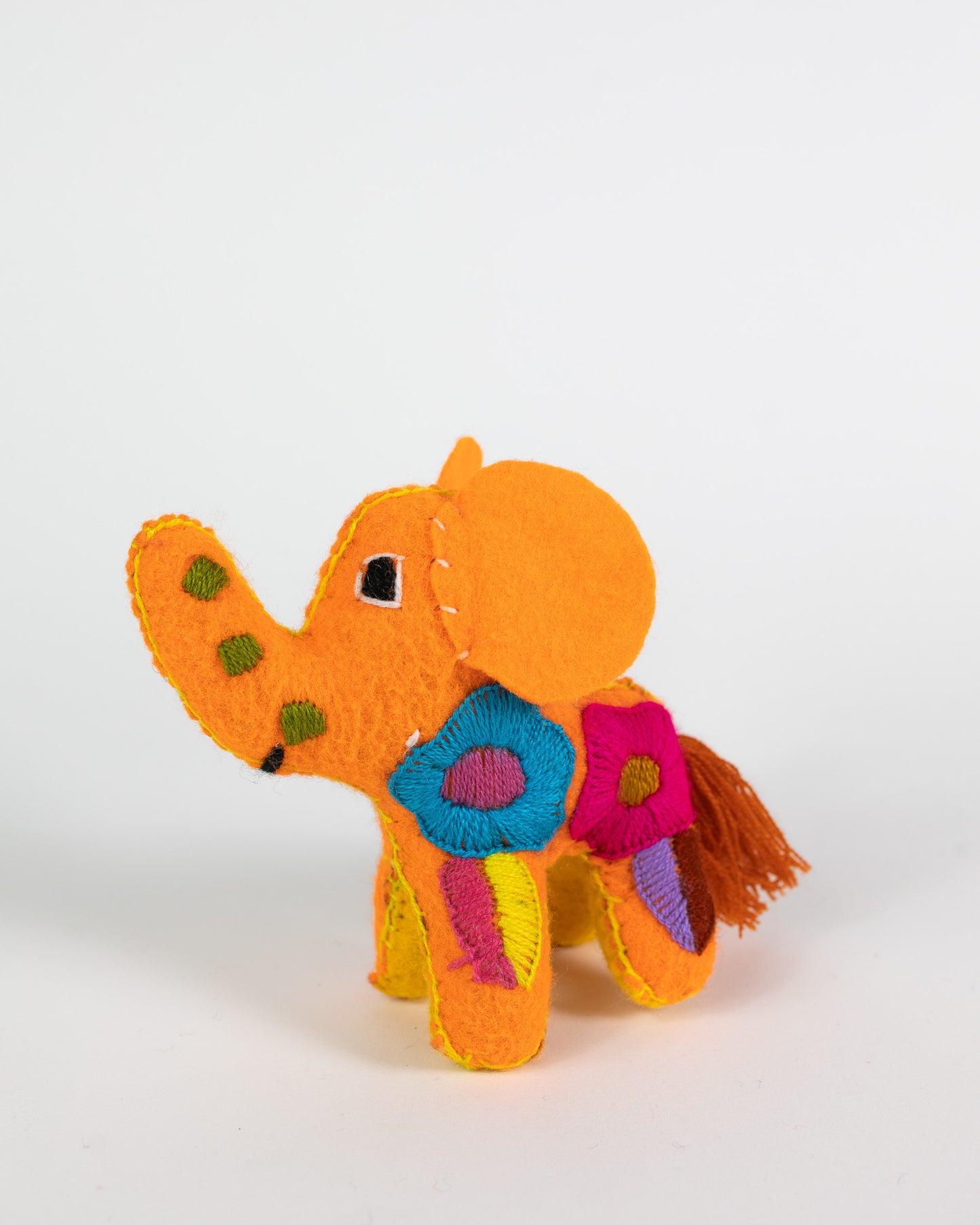 Mini Orange Handmade Plush Stuffed Elephant