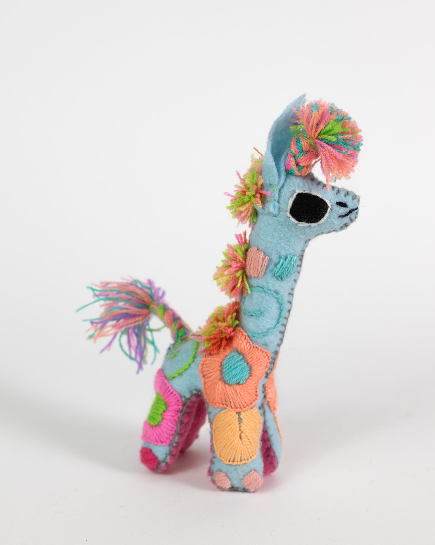 Mini Baby Blue Handmade Plush Stuffed Giraffe