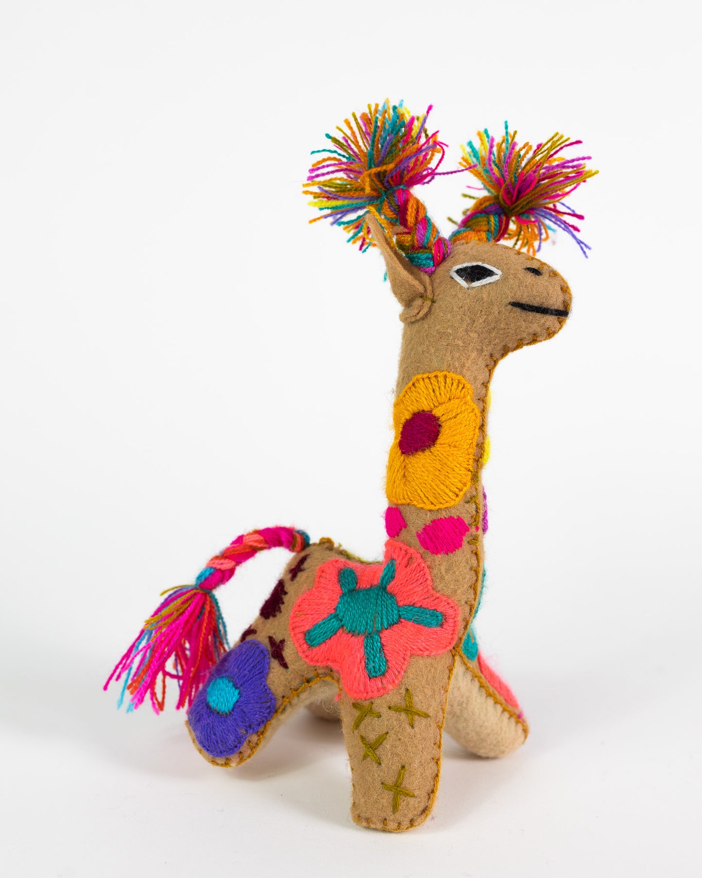 Mini Tan Handmade Plush Stuffed Giraffe