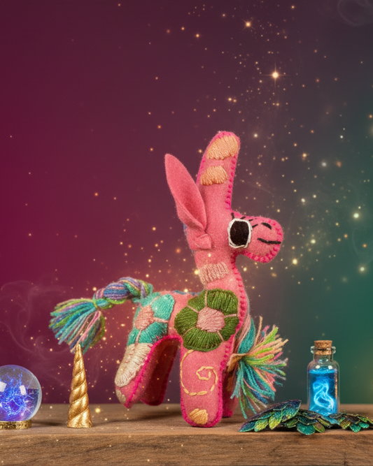 Mini Pink Handmade Plush Stuffed Unicorn