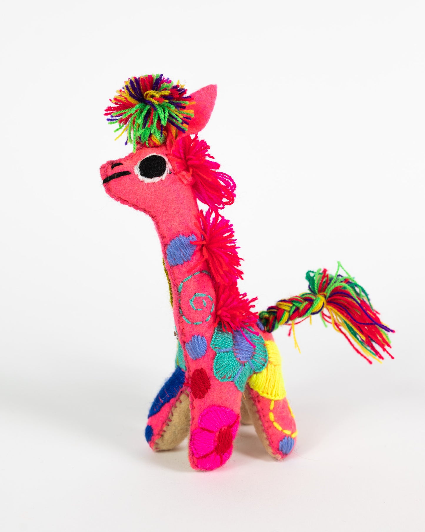 Mini Hot Pink Handmade Plush Stuffed Giraffe
