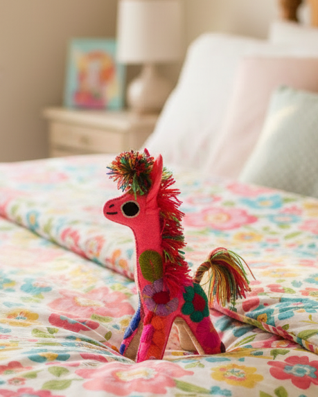 Mini Hot Pink Handmade Plush Stuffed Giraffe