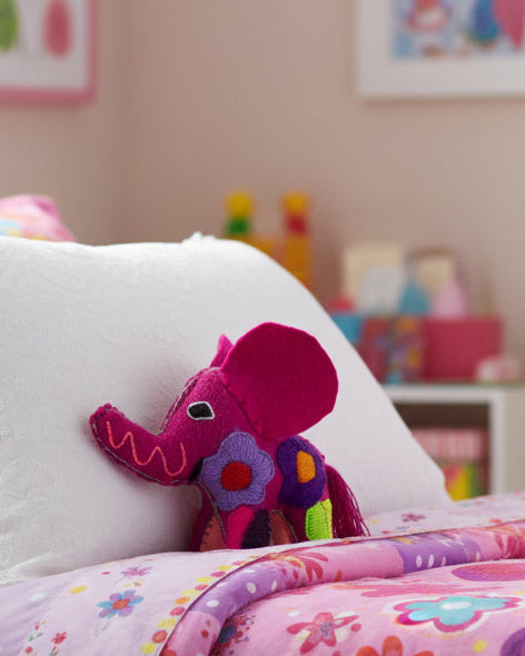 Mini Magenta Handmade Plush Stuffed Elephant