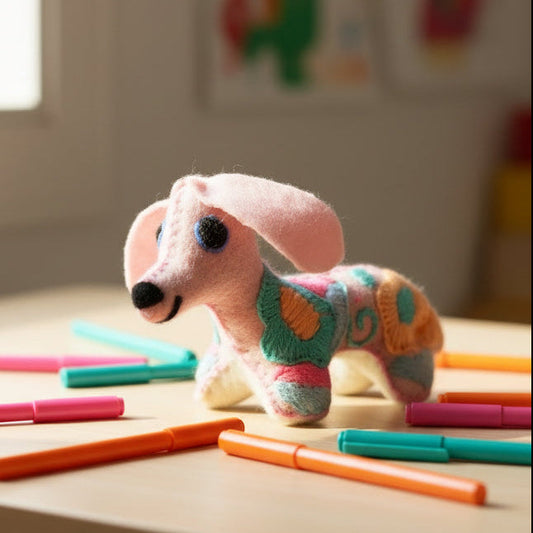 Mini Light Pink Handmade Plush Stuffed Dog