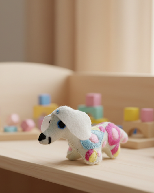 Mini White Handmade Plush Stuffed Dog