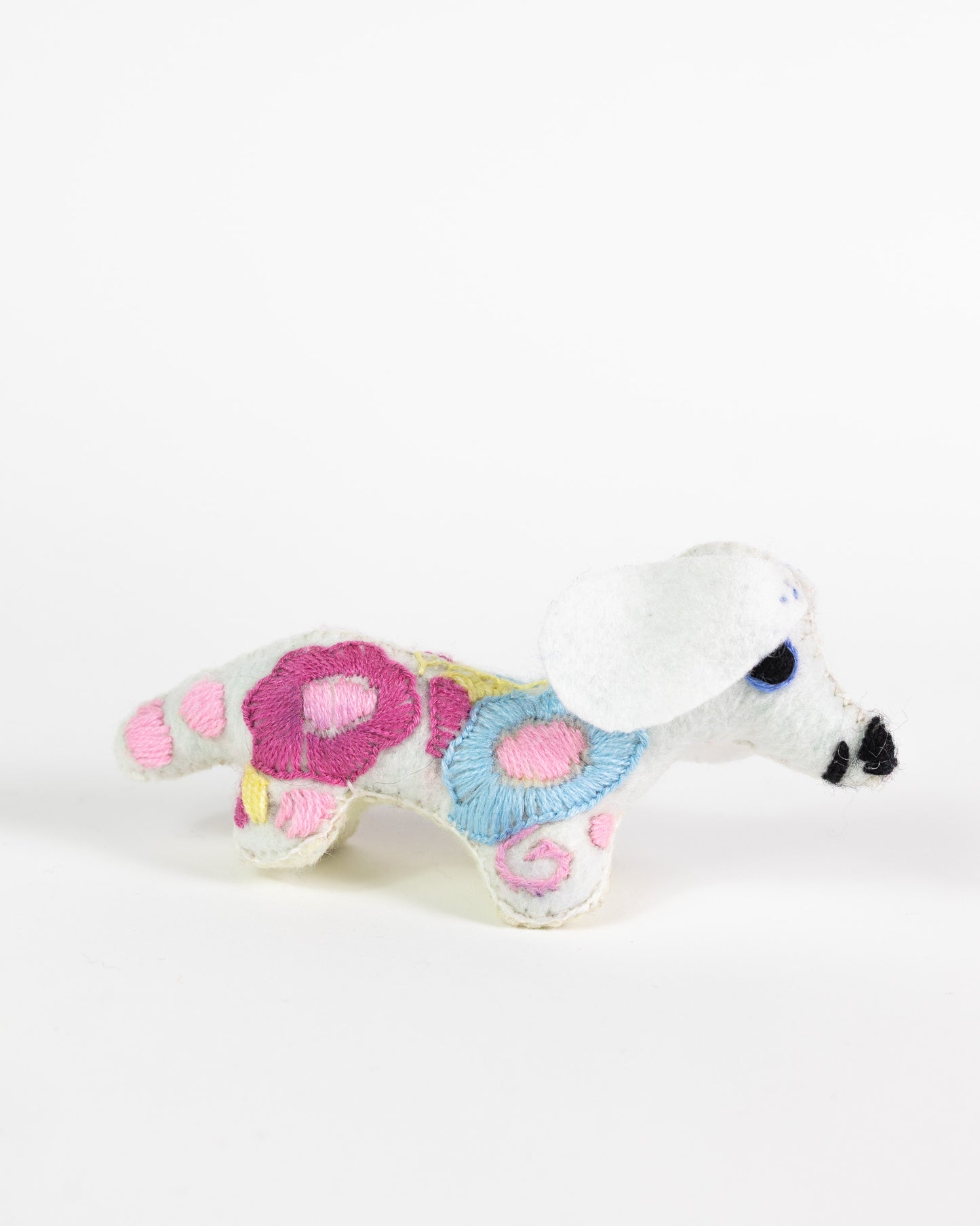 Mini White Handmade Plush Stuffed Dog