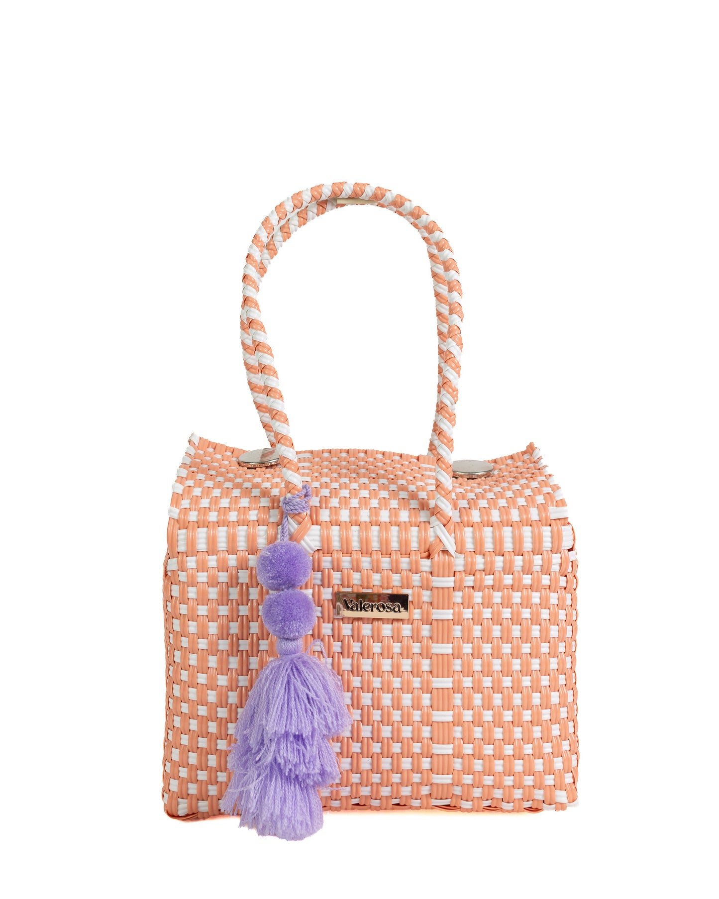 Peach and White Checkered Mini Purse