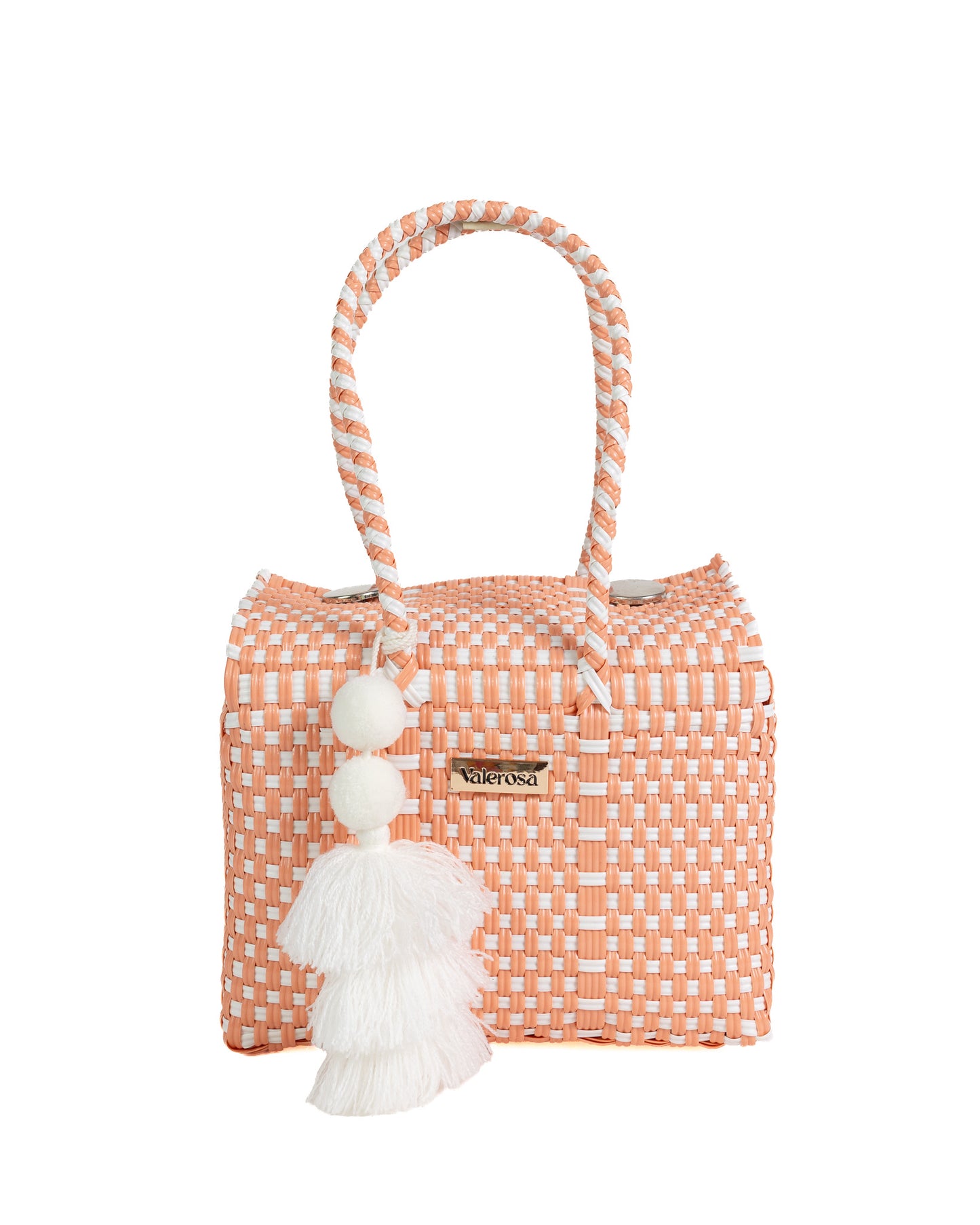 Peach and White Checkered Mini Purse