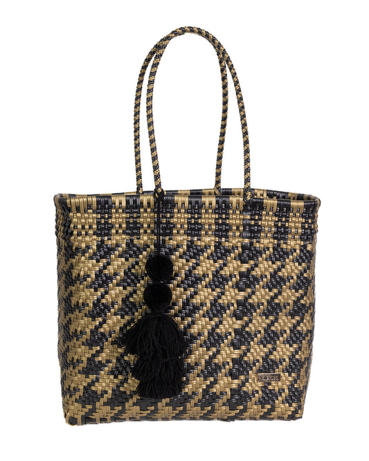 Black and Gold Houndstooth Playera