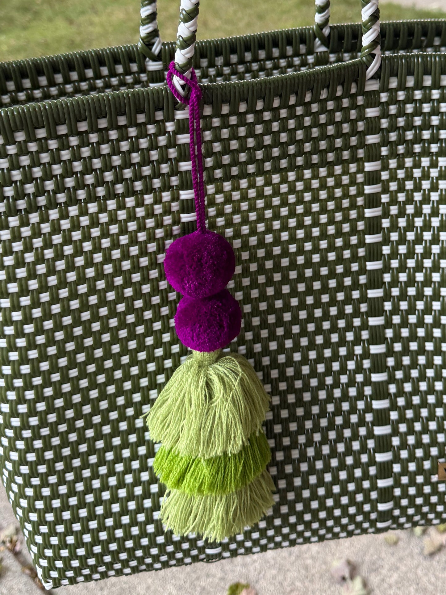 Purple and Green Pom Pom