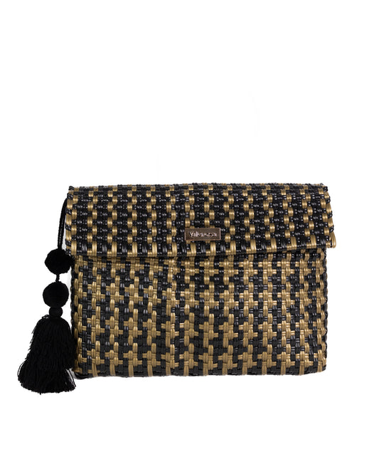 Black and Gold Houndstooth Clutch