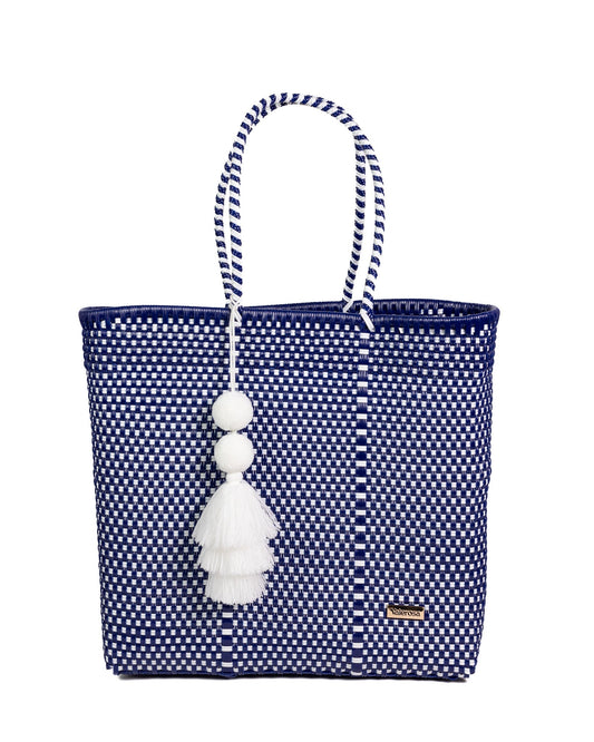 Navy and White Checkered Playera