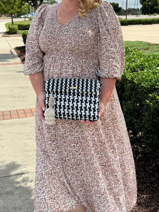 Black and White Houndstooth Clutch