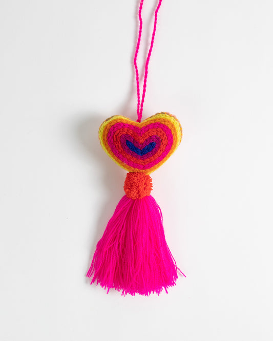Neon Heart Tassel Bag Charm