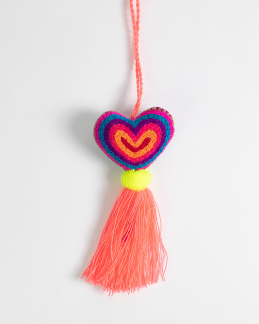 Neon Heart Tassel Bag Charm