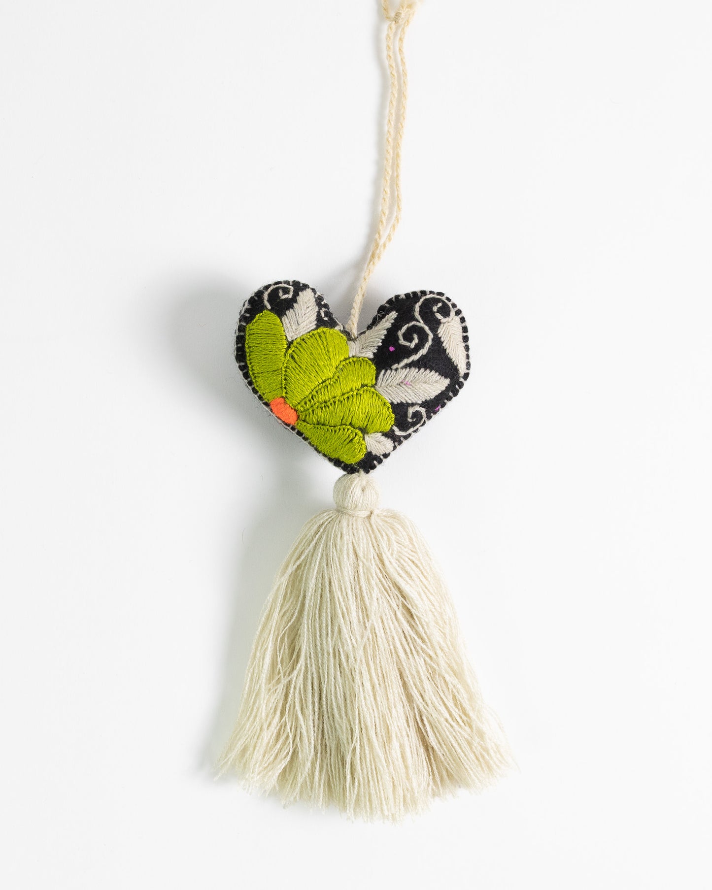 Bold Floral Heart Tassel Bag Charm