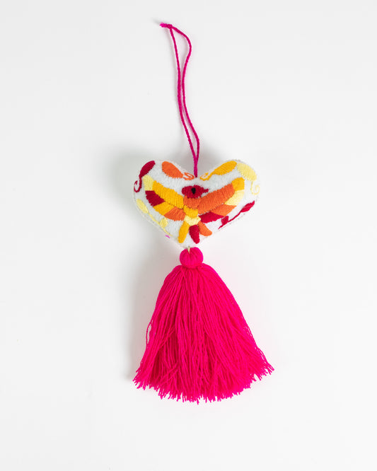 Ornate Heart Tassel Bag Charm