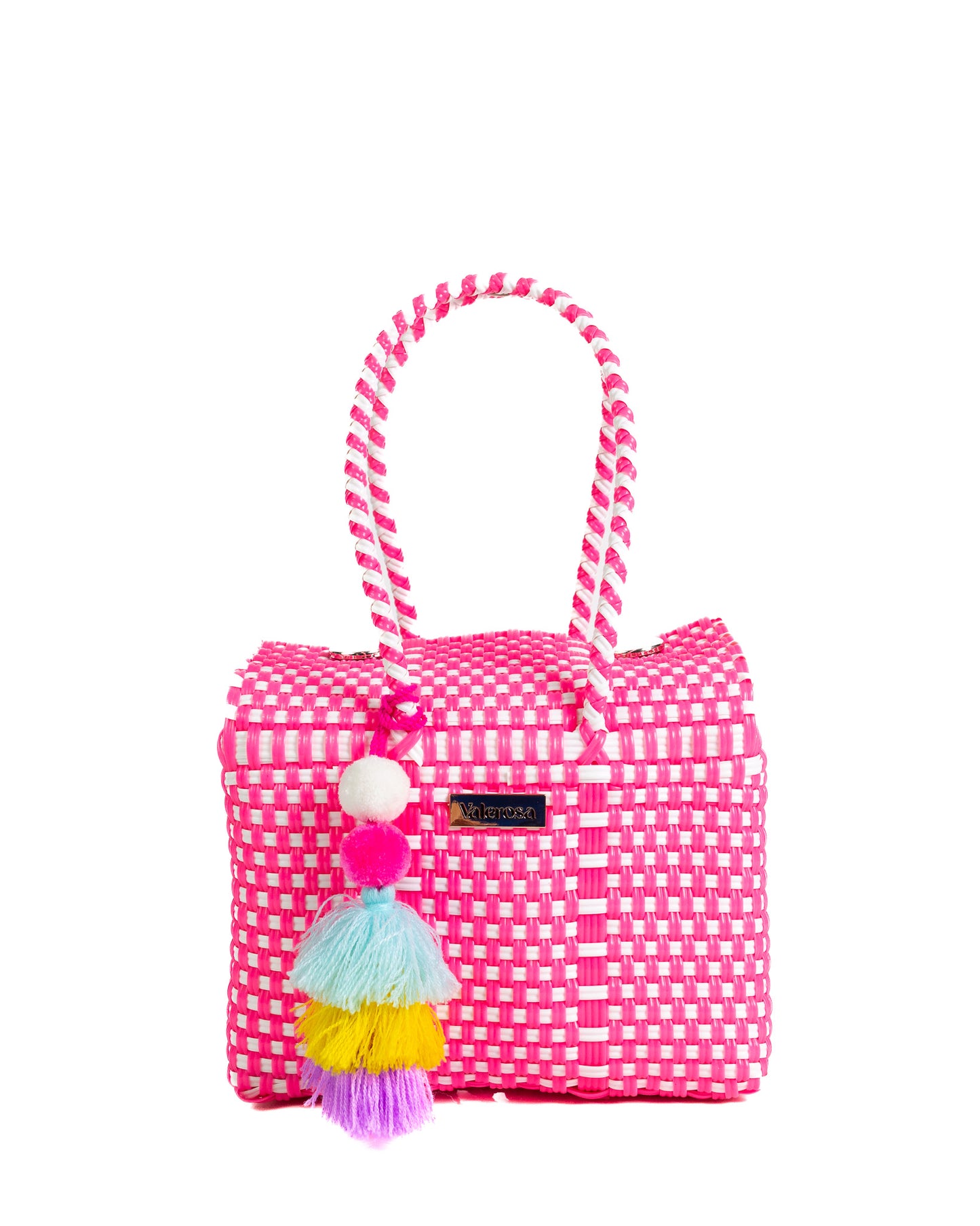 Neon Pink and White Checkered Mini Purse