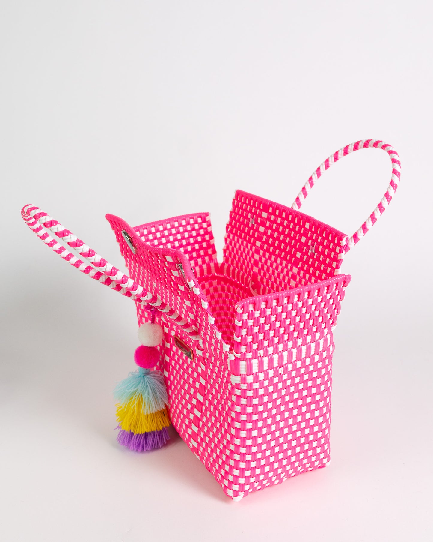 Neon Pink and White Checkered Mini Purse
