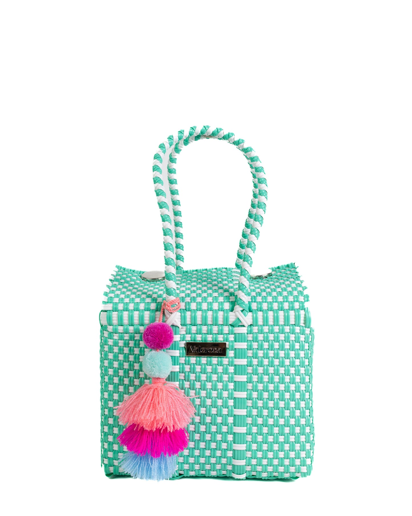 Teal and White Checkered Mini Purse