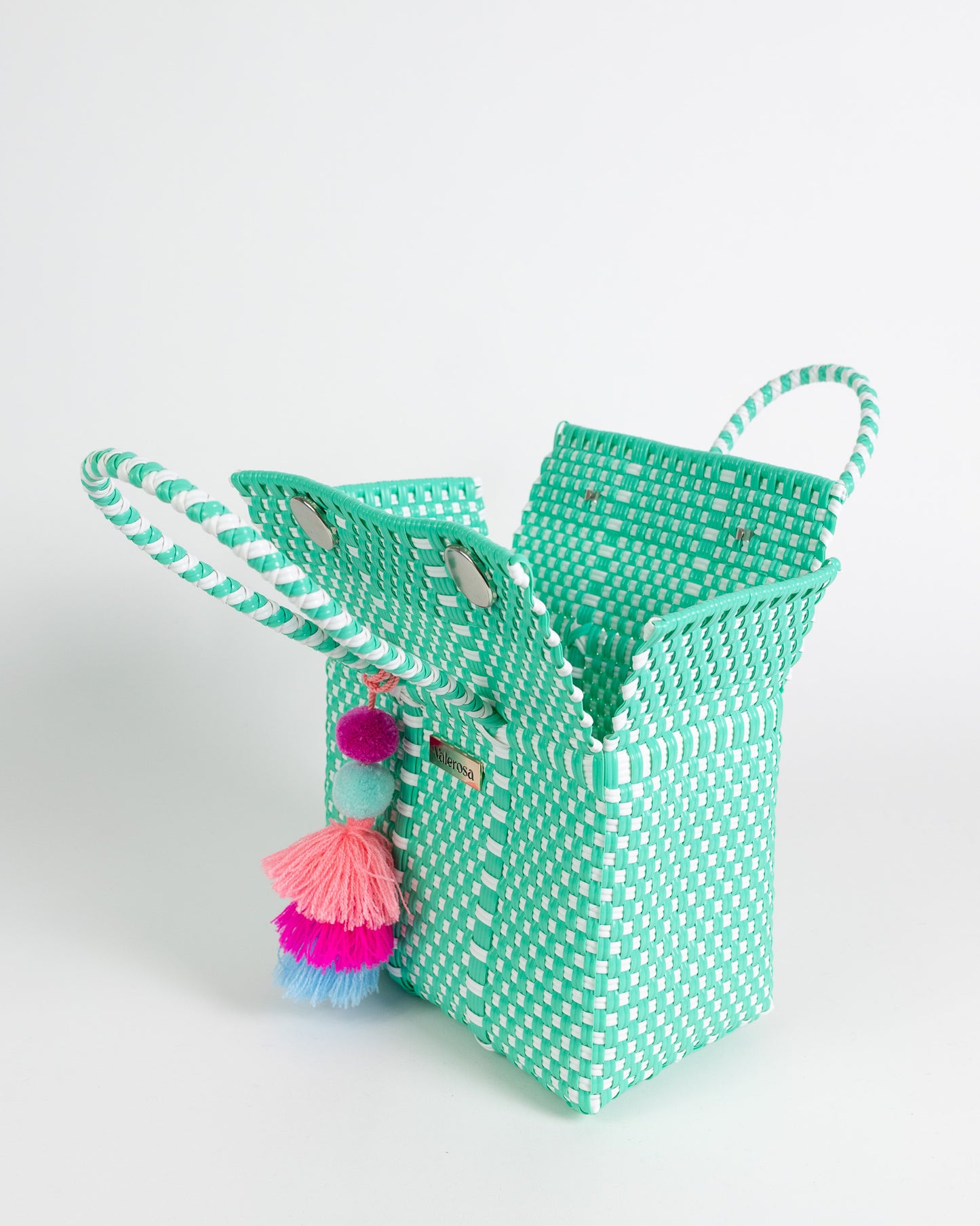 Teal and White Checkered Mini Purse