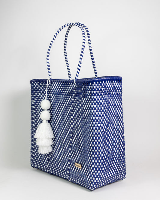 Navy and white checker jumbo