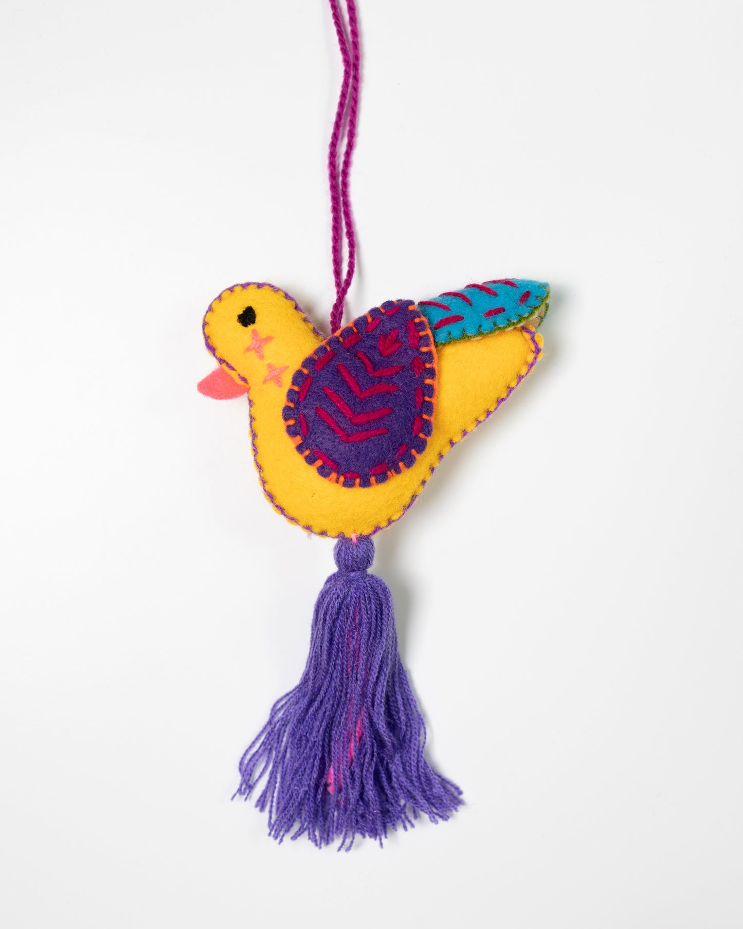 Hummingbird Bag Charm - Purple Tassel