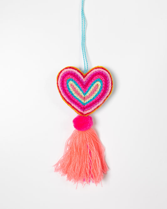 Neon Heart Tassel Bag Charm
