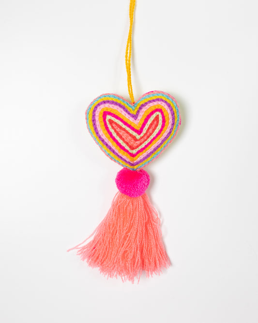 Neon Heart Tassel Bag Charm