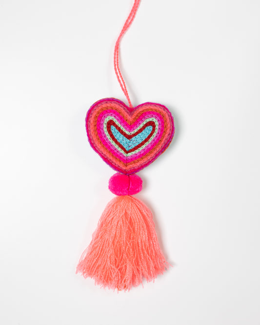 Neon Heart Tassel Bag Charm