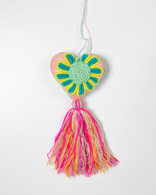 Whimsical Big Flower Pastel Tassel Bag Charm
